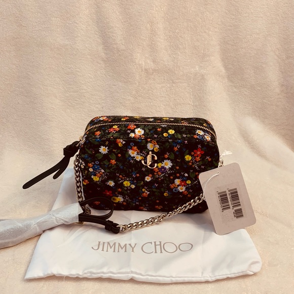 Jimmy Choo Handbags - 🌺 Jimmy Choo black flower satin camera bag w/dustbag 🌷